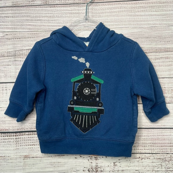 Gymboree Other - Gymboree 6-12 Months Boys Blue Train Hooded Sweatshirt‎